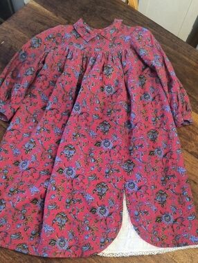 Girls Floral Red Long-Sleeve Dress